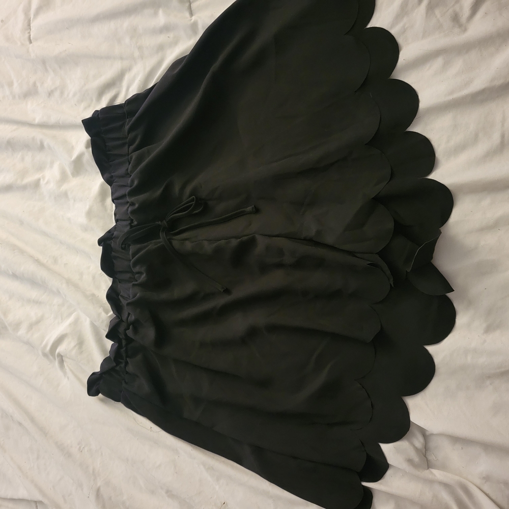 Elegant Black Scalloped Skirt